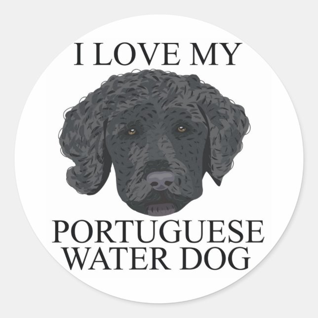 PORTUGIESE WASSER HUND Liebe! Runder Aufkleber (Vorderseite)
