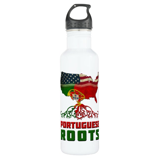Portugiesisch-Amerikanische Wurzeln Trinkflasche (Vorderseite)
