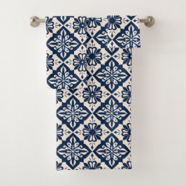 Portugiesisch Azulejo Blue und White Badhandtuch Set