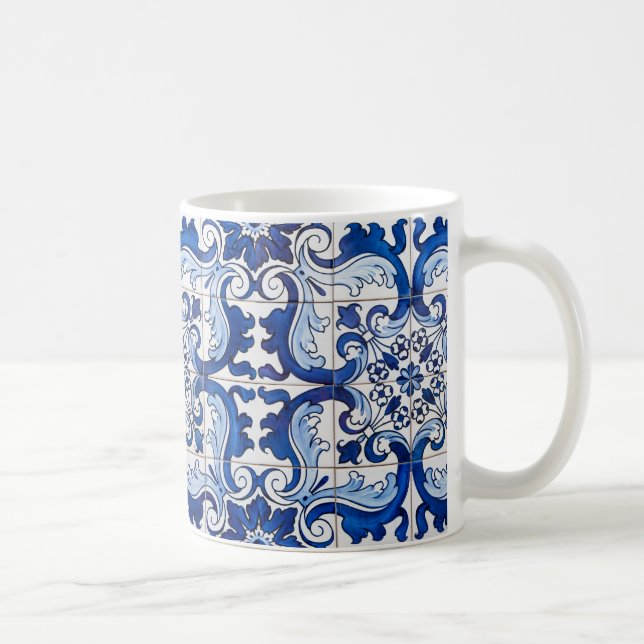 Portugiesisch Azulejo Glazed Tiles Kaffeetasse (Rechts)