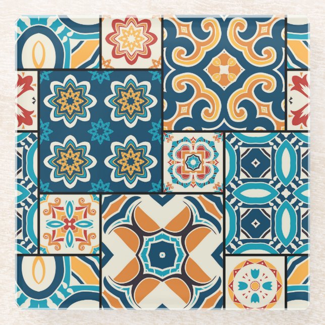 Portugiesisch Azulejos: Traditionelle Fliesenkunst Glasuntersetzer (Vorderseite)