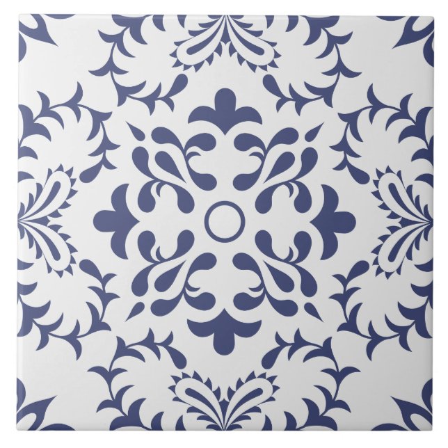 Portugiesisch-blau, weiß, mediterran fliese (Vorderseite)