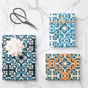 Portugiesisch-blaue Fliese Geschenkpapier Set