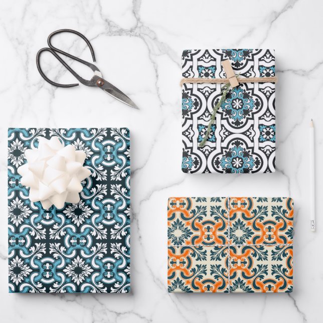 Portugiesisch-blaue Fliese Geschenkpapier Set (Vorderseite)