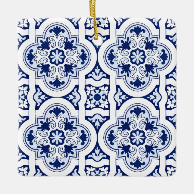 Portugiesisch-blaue Fliese Keramikornament (Vorderseite)