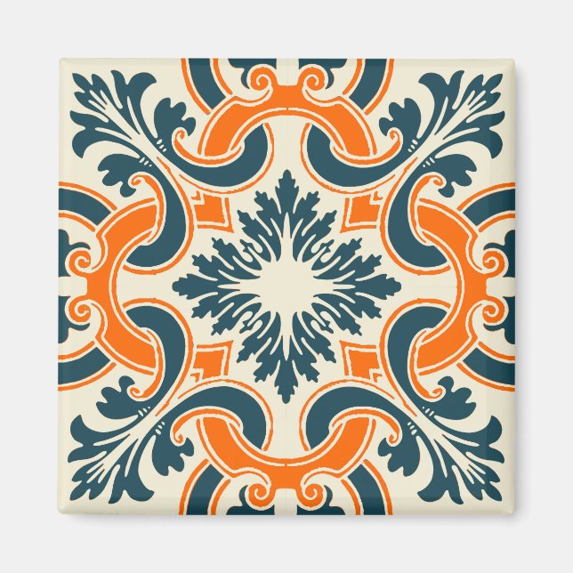 Portugiesisch-blaue Fliese Magnet (Vorne)