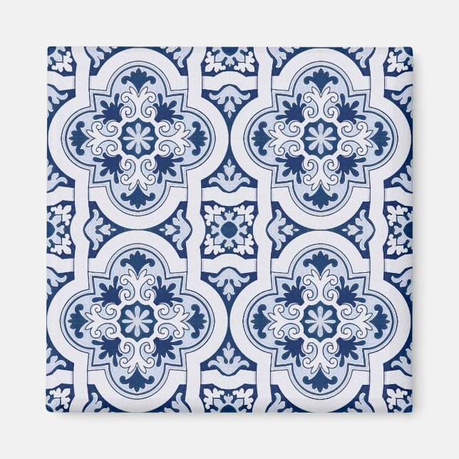 Portugiesisch-blaue Fliese Magnet (Vorne)