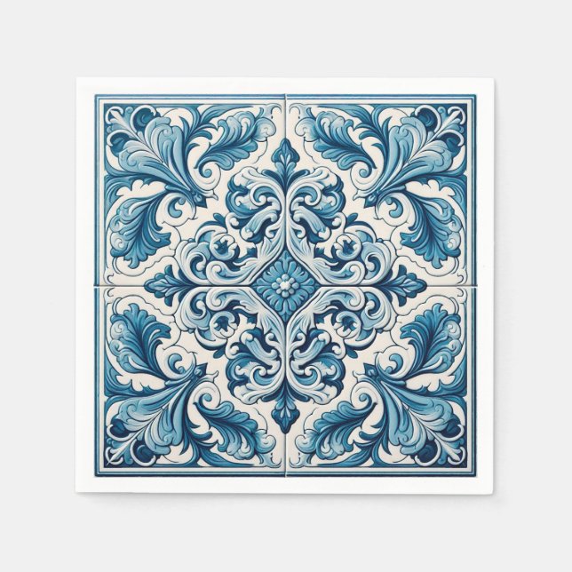 Portugiesisch-blaue Fliese Serviette (Vorderseite)