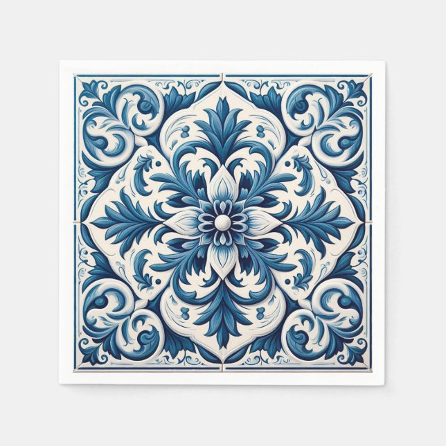 Portugiesisch-blaue Fliese Serviette (Vorderseite)