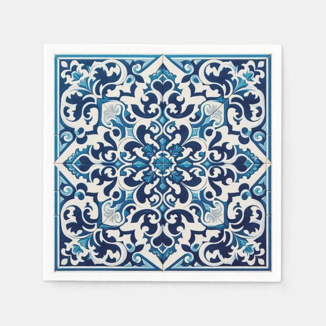 Portugiesisch-blaue Fliese Serviette (Vorderseite)