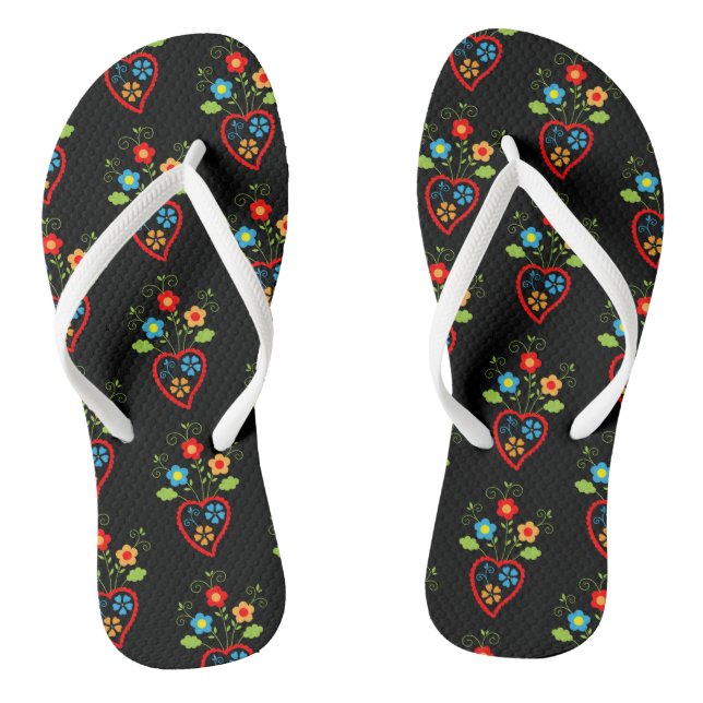 Portugiesisch blühendes Herzmuster Flip Flops (Fußbett)