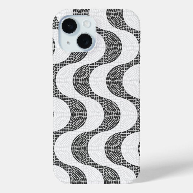 Portugiesisch-Kobelstein Schwarz-Weiß-Wellen Case-Mate iPhone Hülle (Rückseite)