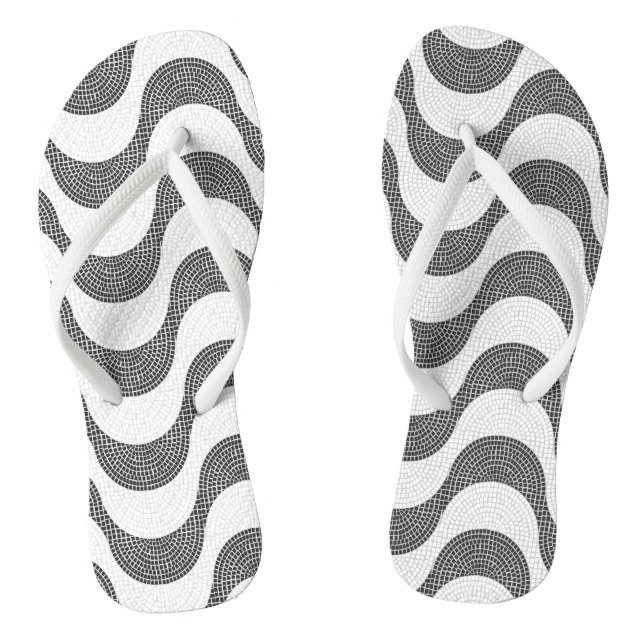Portugiesisch-Kobelstein Schwarz-Weiß-Wellen Flip Flops (Fußbett)