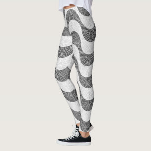 Portugiesisch-Kobelstein Schwarz-Weiß-Wellen Leggings