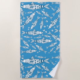 Portugiesisch Lissabon Sardines Pattern Azulejos B Strandtuch