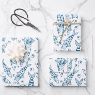 Portugiesisch Lissabon Sardines Pattern Azulejos W Geschenkpapier Set