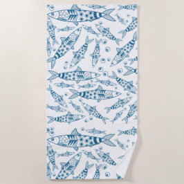 Portugiesisch Lissabon Sardines Pattern Azulejos W Strandtuch