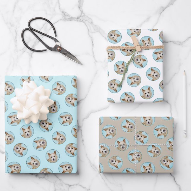 Portugiesisch Podengo Pequeno Malerei Original Kun Geschenkpapier Set (Vorderseite)