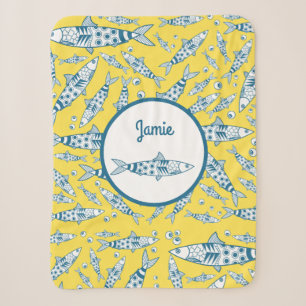 Portugiesisch Sardines Pattern Azulejos Yellow Sherpadecke