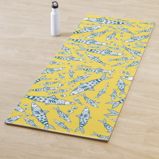 Portugiesisch Sardines Pattern Azulejos Yellow Yogamatte (Beispiel)