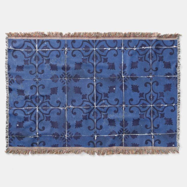 Portugiesisch Tiles - Azulejo Blue Floral Leaf Des Decke (Vorderseite)