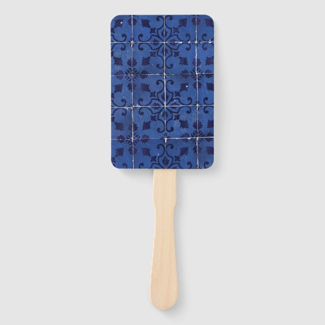 Portugiesisch Tiles - Azulejo Blue Floral Leaf Des Fächer (Vorderseite)