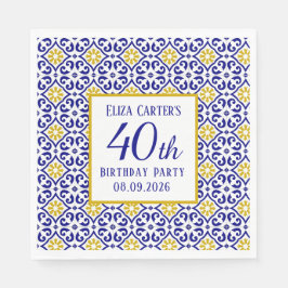 Portugiesisch Tiles Blue 40. Geburtstag Mittelmeer Serviette