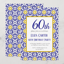 Portugiesisch Tiles Blue 60. Geburtstag Mittelmeer Einladung