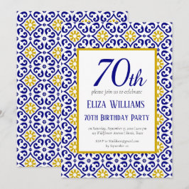 Portugiesisch Tiles Blue 70. Geburtstag Mittelmeer Einladung