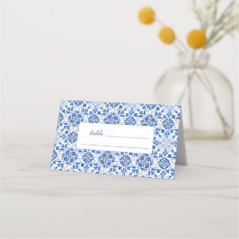 Portugiesisch Tiles Blue Floral Wedding Platzkarte