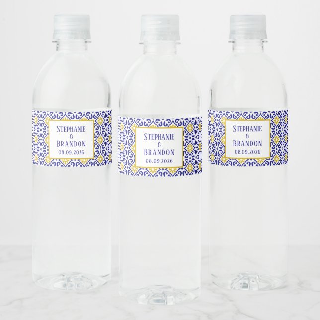 Portugiesisch Tiles Blue Mediterranean Wedding (Flaschen)