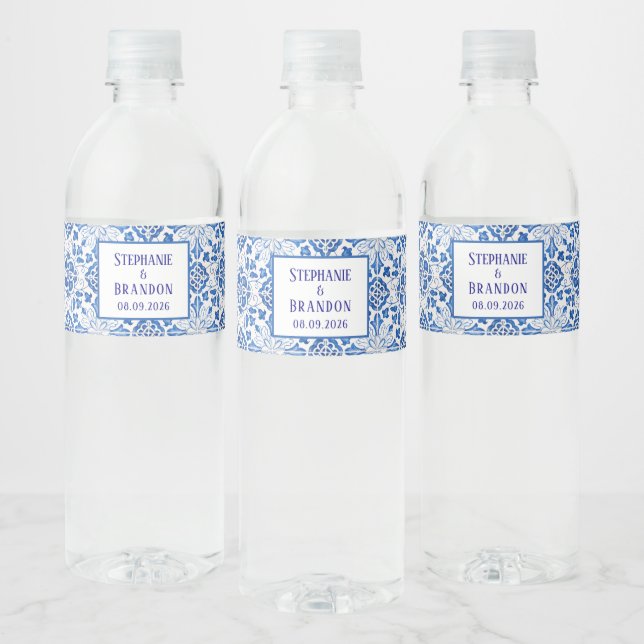 Portugiesisch Tiles Blue Mediterranean Wedding (Flaschen)