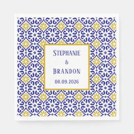 Portugiesisch Tiles Blue Mediterranean Wedding Serviette