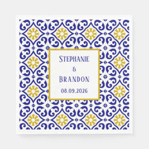 Portugiesisch Tiles Blue Mediterranean Wedding Serviette