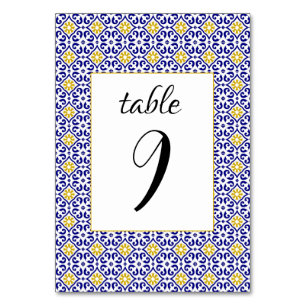 Portugiesisch Tiles Blue Mediterranean Wedding Tischnummer