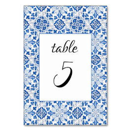 Portugiesisch Tiles Blue Mediterranean Wedding Tischnummer