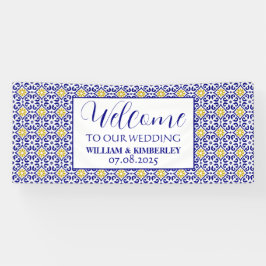 Portugiesisch Tiles Blue Rustic Elegante Wedding Banner