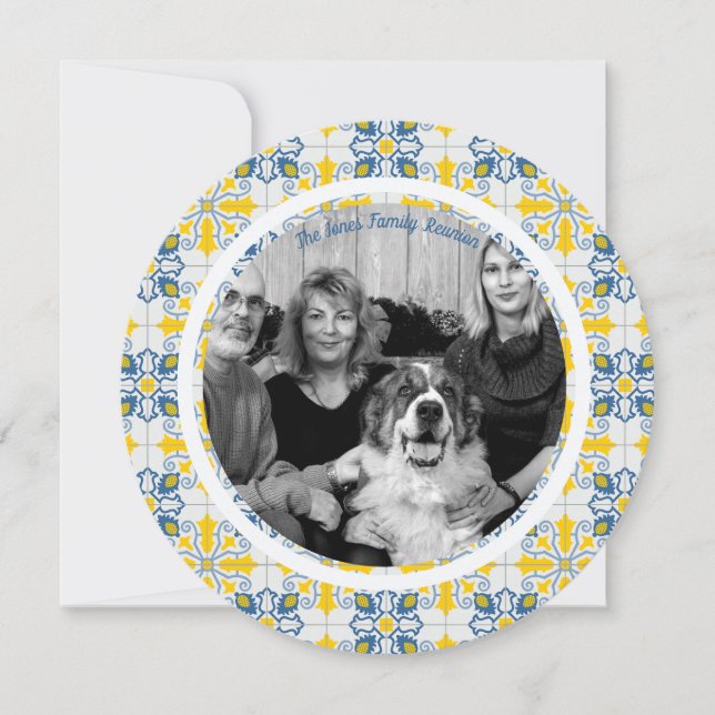 Portugiesisch Tiles Christmas Foto Family Wiederse Einladung (Vorderseite)