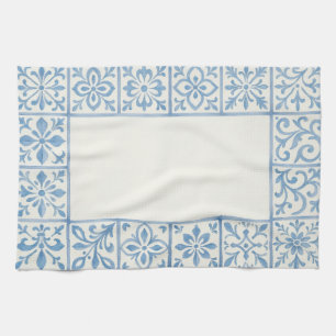 Portugiesische Azulejo-Fliese blau stationäres Des Geschirrtuch