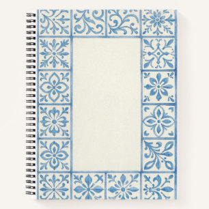 Portugiesische Azulejo-Fliese blaue stationäre Ges Notizbuch