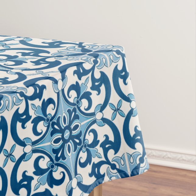 Portugiesische Azulejo-Lilie Tischdecke (Beispiel)
