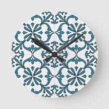 Portugiesische Azulejo-Wanduhr – Blaue Blumenflies