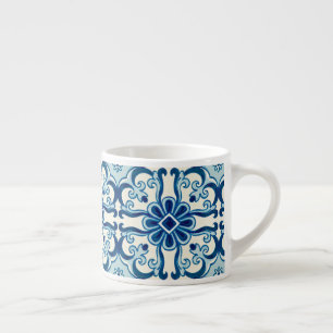 Portugiesische Azulejos Blaue Blumenkachelmuster Espressotasse