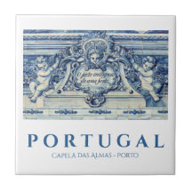 Portugiesische blau-weiße Wandfliesen mit Engeln