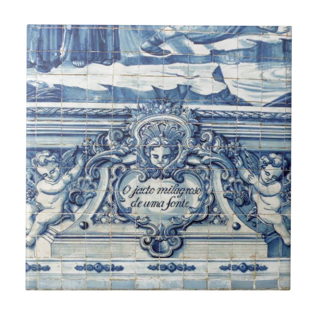 Portugiesische blau-weiße Wandfliesen mit Engeln Fliese (Vorderseite)