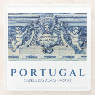 Portugiesische blau-weiße Wandfliesen mit Engeln Glasuntersetzer
