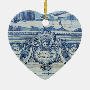 Portugiesische blau-weiße Wandfliesen mit Engeln Keramik Ornament