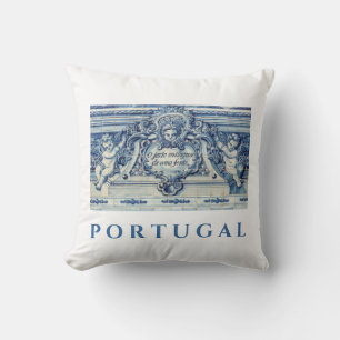 Portugiesische blau-weiße Wandfliesen mit Engeln Kissen