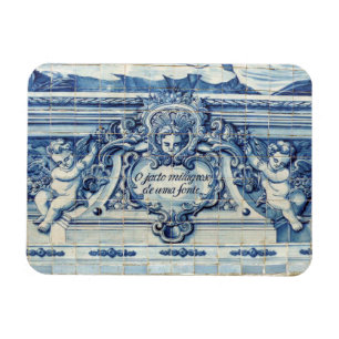 Portugiesische blau-weiße Wandfliesen mit Engeln Magnet