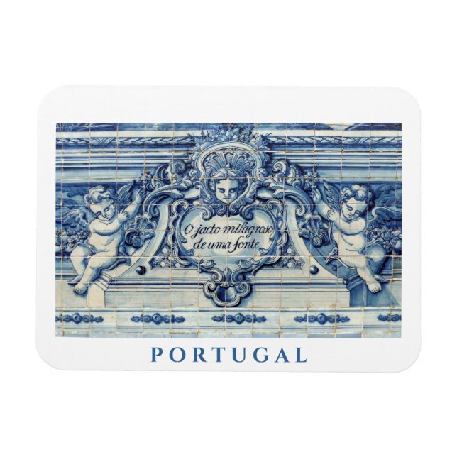 Portugiesische blau-weiße Wandfliesen mit Engeln Magnet (Horizontal)